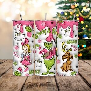 Grinch and Boogie Pink Tumbler